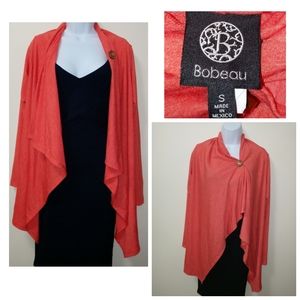 BOBEAU CARDIGAN OPEN FRONT LONG SLEEVE WITH BUTTON WOMEN'S ORANGE SIZE SMALL